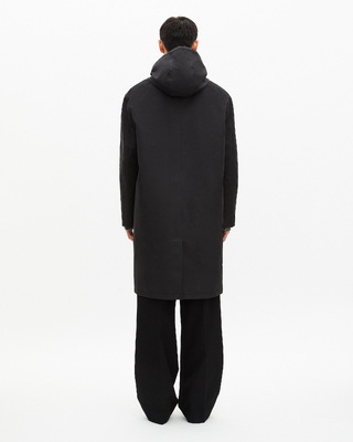 Black hooded trench parka