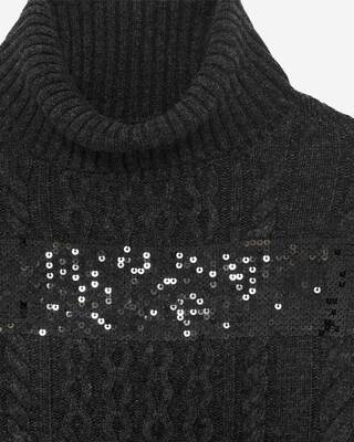 Dark grey turtleneck sweater with sequin stripes