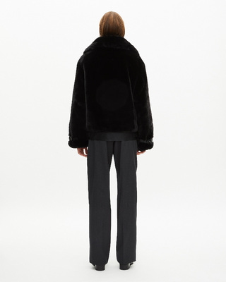 Black fur-effect aviator jacket