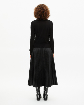 Black merino wool round-neck sweater