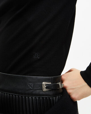 Black merino wool round-neck sweater