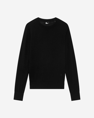 Black merino wool round-neck sweater