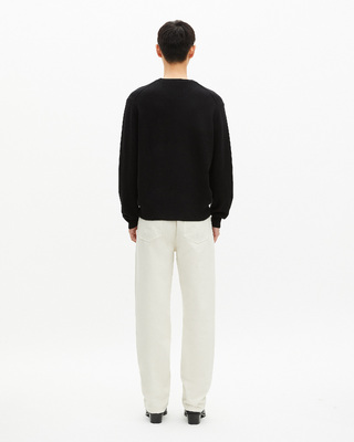 Black cashmere round-neck sweater