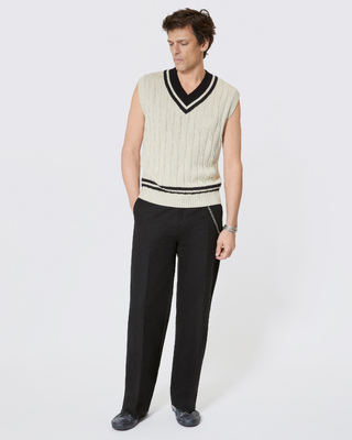 Beige cabled sleeveless sweater