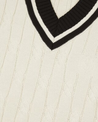 Beige cabled sleeveless sweater