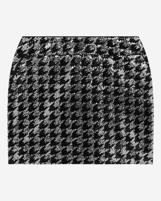 Short houndstooth skirt with black sequins