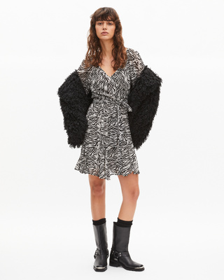 Short zebra print wrap dress