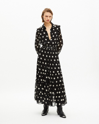 Black polka dot maxi dress
