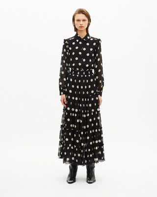 Black polka dot maxi dress