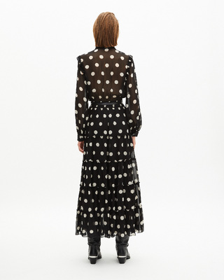 Black polka dot maxi dress