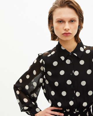 Black polka dot maxi dress
