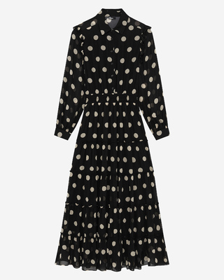 Black polka dot maxi dress