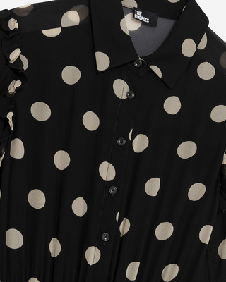 Black polka dot maxi dress