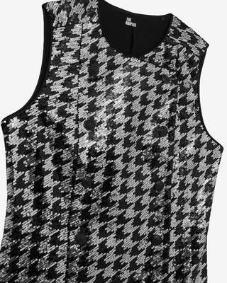 Short houndstooth dress with black sequins
