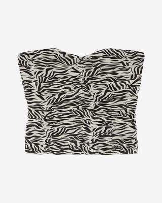 Gathered bustier top with zebra print