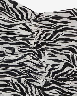 Gathered bustier top with zebra print
