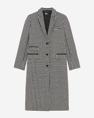 Long houndstooth coat in black and white wool