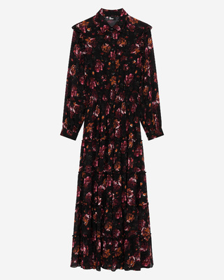 Long dress in burgundy rose print