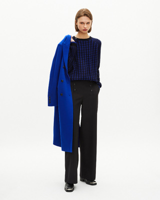Blue wool blend houndstooth sweater