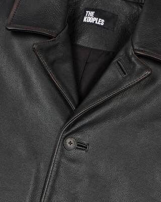 Black leather jacket with tailored collar