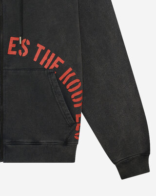 Zipped sweatshirt with black silk-screen print