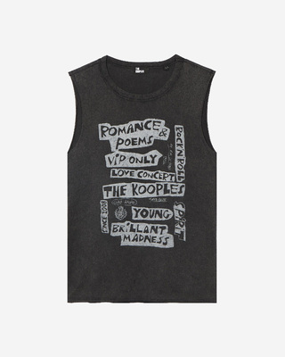 Tank top with faded black screen print