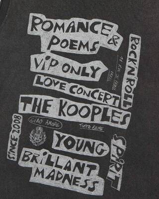 Tank top with faded black screen print