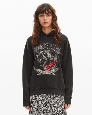 Hooded sweatshirt with black screen print
