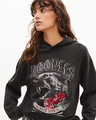 Hooded sweatshirt with black screen print