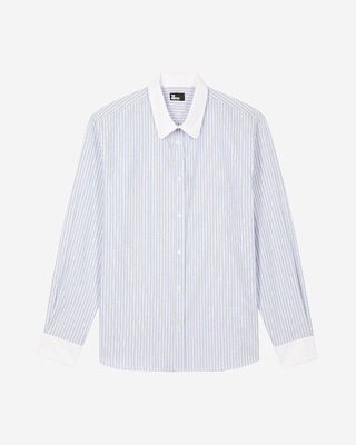 Blue striped shirt with contrasting collar