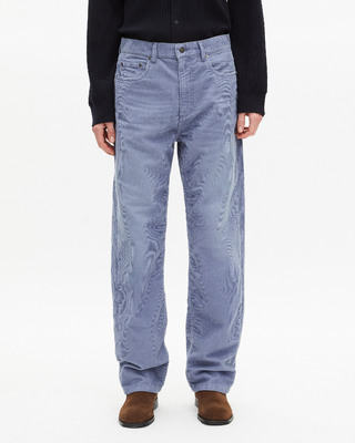 Blue corduroy straight-leg jeans