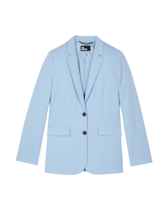 Pastel blue linen and cotton straight suit jacket
