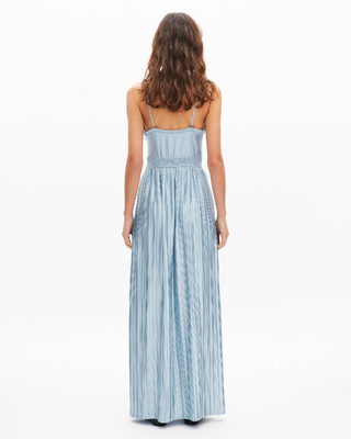 Blue pleated maxi dress
