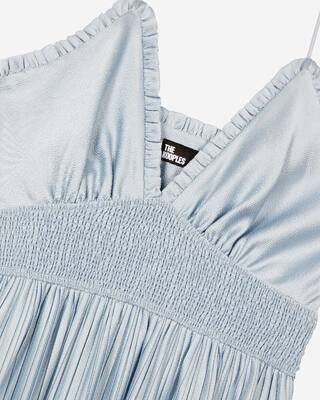 Blue pleated maxi dress