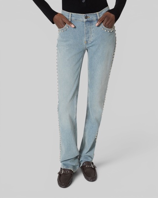 Long slim jeans with blue studs
