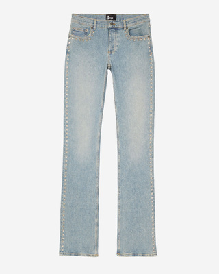 Long slim jeans with blue studs