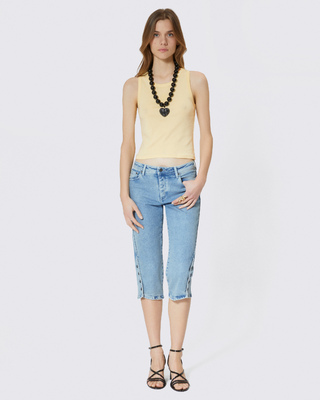 Blue denim capri