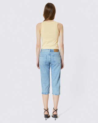 Blue denim capri