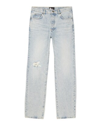Light blue washed straight jeans