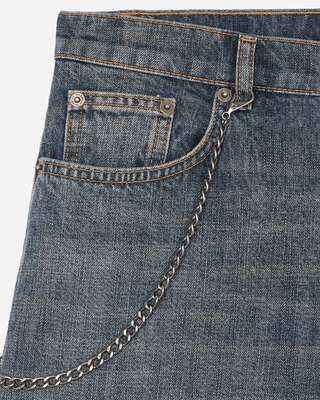 Denim shorts with blue chain