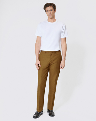 Cotton linen suit pants bronze