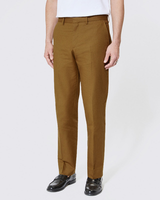 Cotton linen suit pants bronze