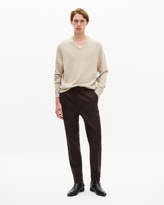 Brown wool straight pants