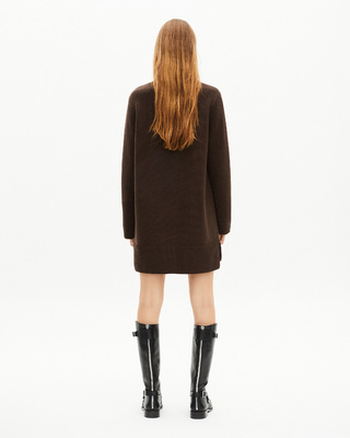 Short dress in brown wool