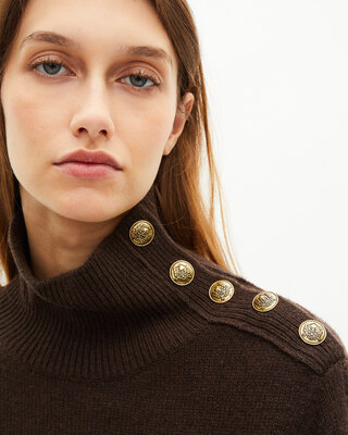 Short dress in brown wool