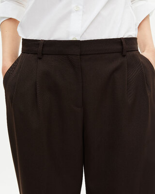Brown wool blend wide-leg tailored pants