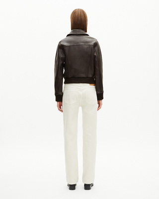 Short brown leather jacket