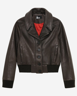 Short brown leather jacket