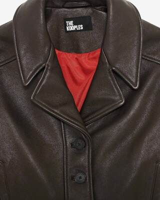 Short brown leather jacket