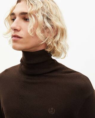 Brown merino wool turtleneck sweater